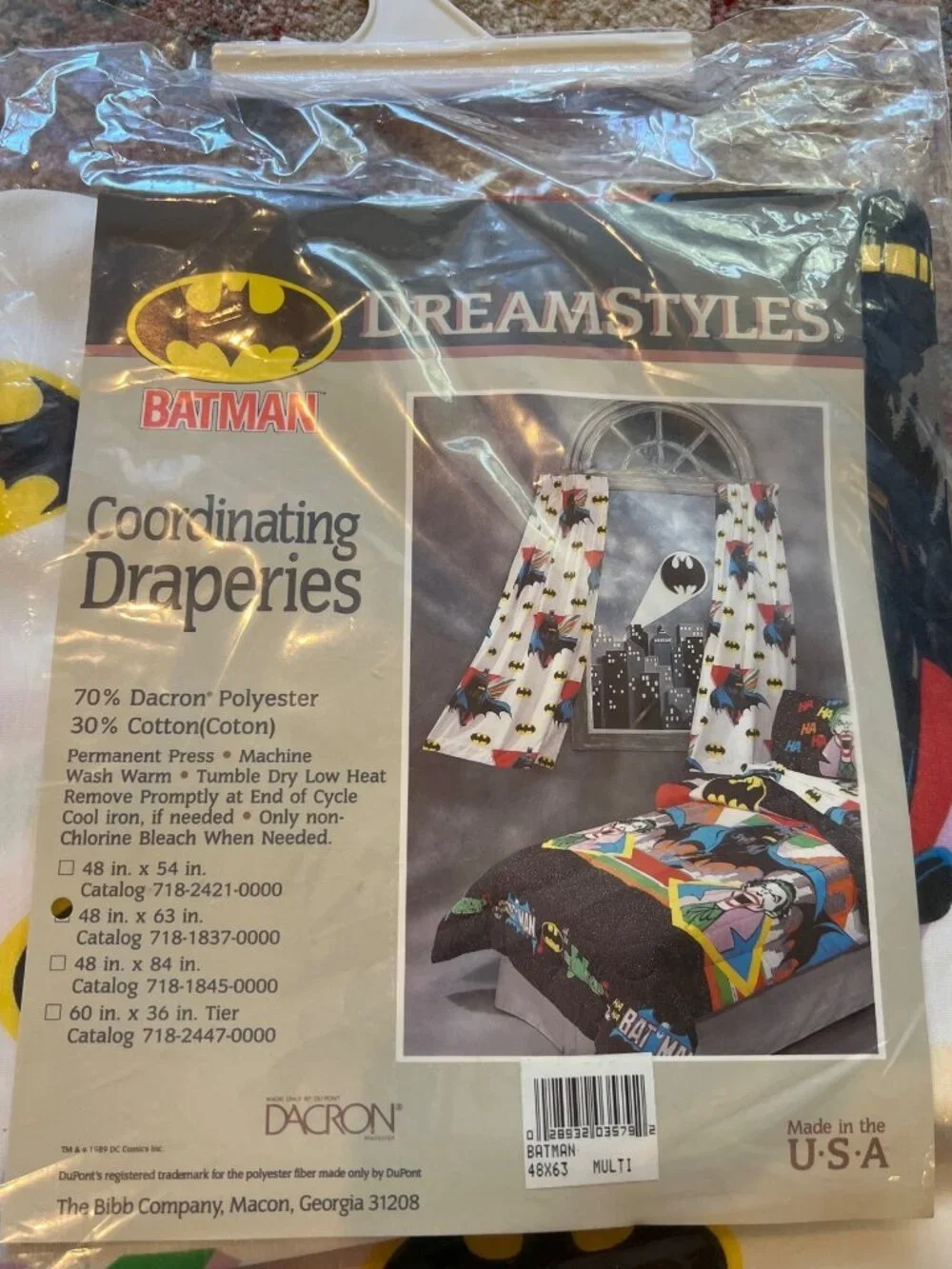 Batman Dreamstyles 48 x 63 curtains New in Pkg 1989 Vintage